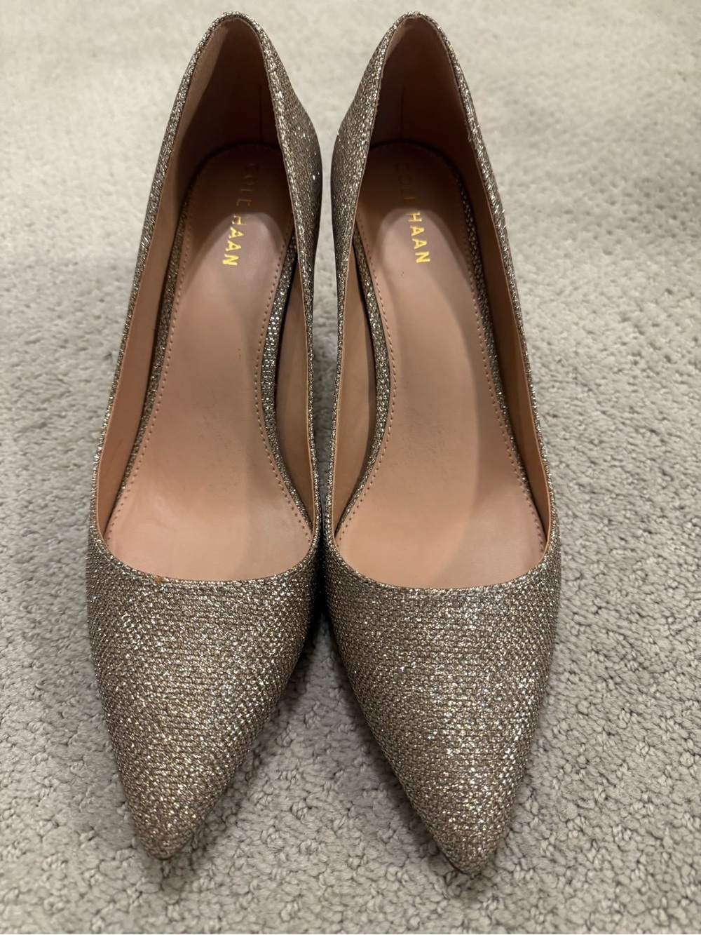 Cole Haan Glitter Pointed-Toe Pumps - Champagne Gold- brand new